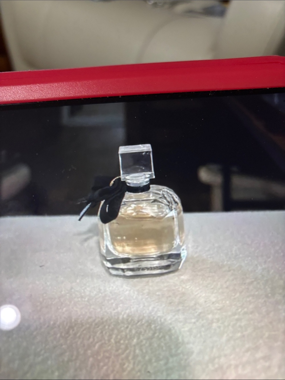 Beautiful glass perfume bottle Mon Paris eau de Parfum  .25% fl. oz.
